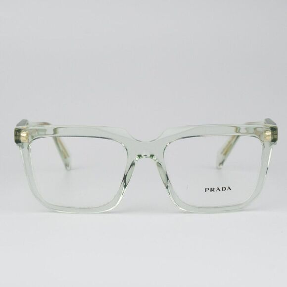 NEW Prada PRA19V 14R1O1 Transparent Mint Square Women Eyeglasses - Picture 3 of 12